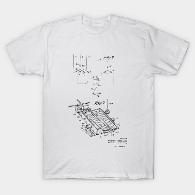 Driving Arrangements for Sewing Machine Vintage Patent Hand Drawing T-Shirt by TheYoungDesigns